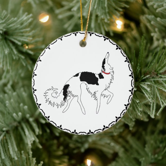 Enfeites de natal Borzoi Tri Prancing (Árvore)