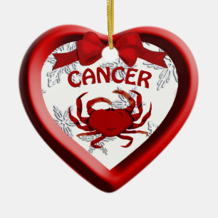 Enfeites de natal Cancer Crab Heart Snowflake