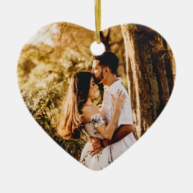 Enfeites de natal cardíaco - Cerâmica personalizad (Frente)