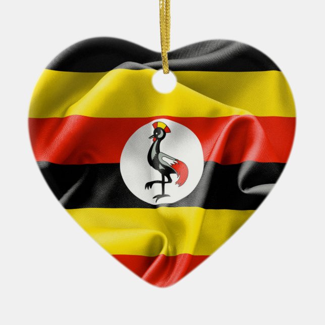 Enfeites de natal cerâmico de Bandeira do Uganda (Frente)