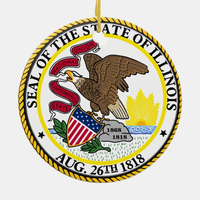 Enfeites de natal Cerâmico de Illinois (Traseira)