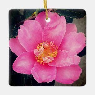 Enfeites de natal cerâmico Rosa Camellia