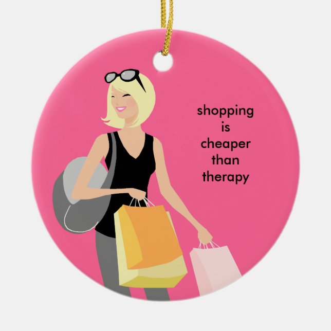 Enfeites de natal cerâmicos de Shopaholic (Frente)