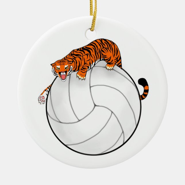Enfeites de natal cerâmicos do voleibol do tigre (Frente)