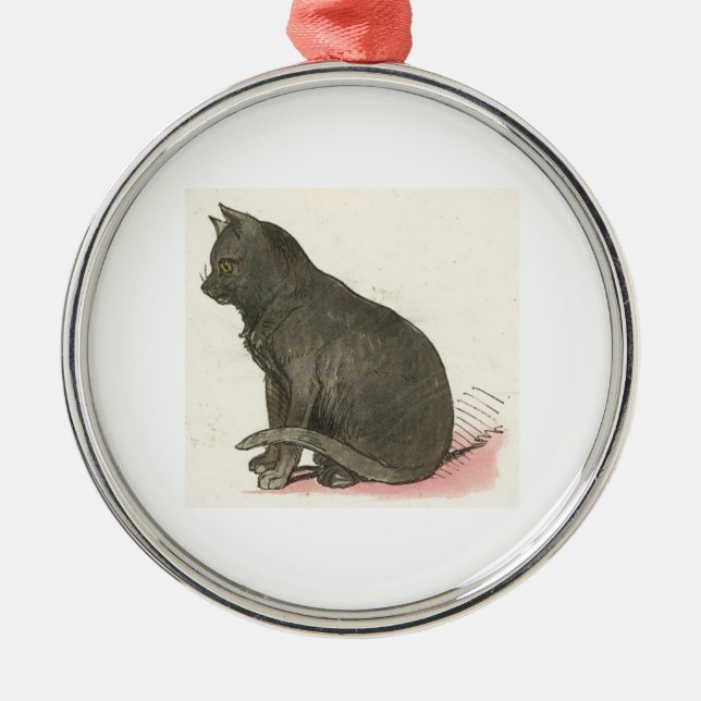 Enfeites de natal cinzentos bonitos do gato (Frente)