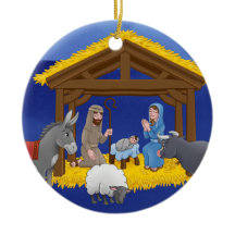 Enfeites de natal com cena de natividade