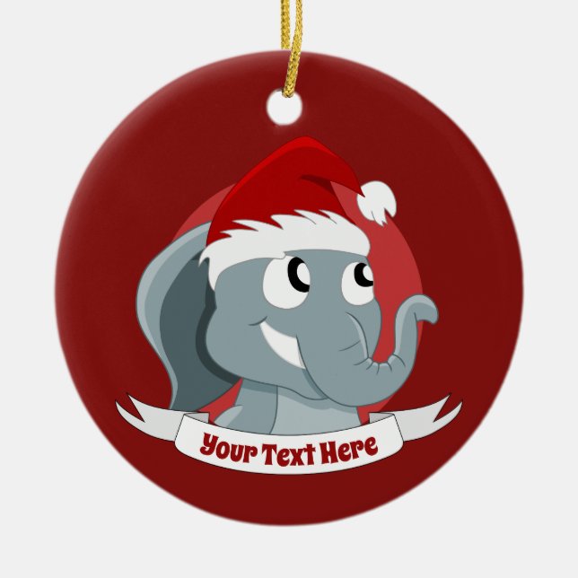 Enfeites de natal com elefante de desenho animado  (Frente)
