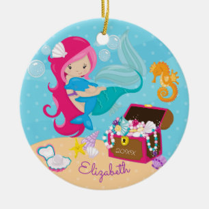 Enfeites de natal cor-de-rosa bonitos da sereia &