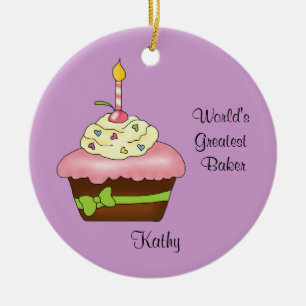 Enfeites de natal cor-de-rosa do cupcake