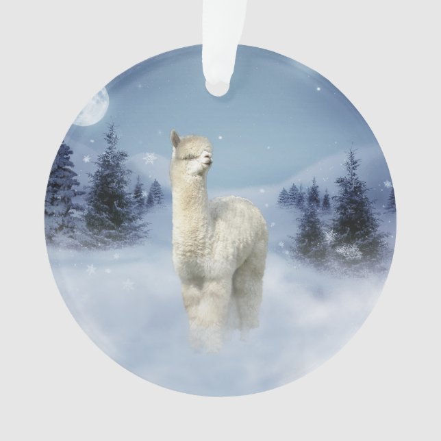 Enfeites de natal da alpaca da noite do inverno (Frente)