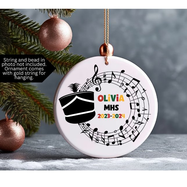 Enfeites de natal da Banda de Marcha Principal do  (Christmas ornament for marching band member customized with name, school and year)