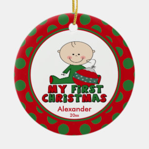 Enfeites de natal da figura bebê da vara primeiros