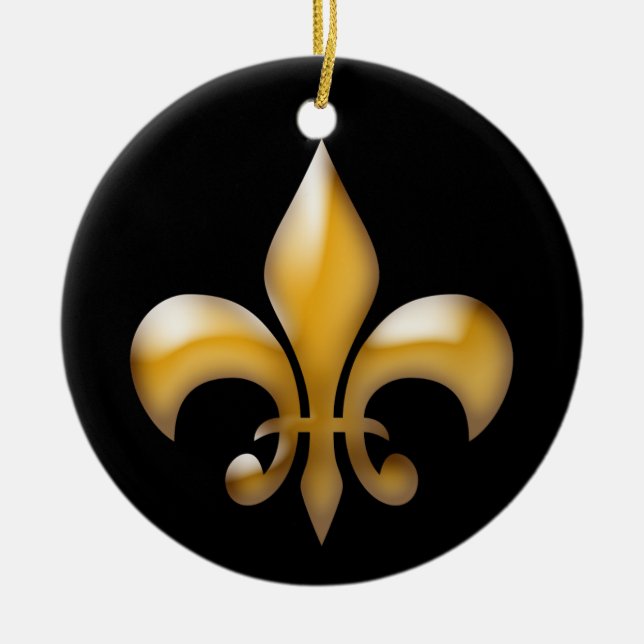 Enfeites de natal da flor de lis no preto e no (Frente)