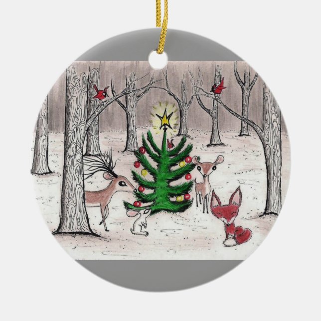 Enfeites de natal da floresta do inverno (Frente)