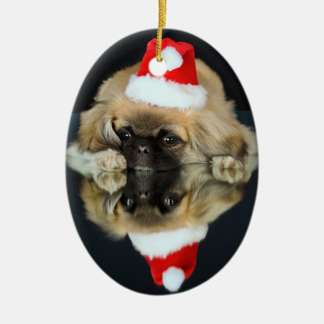 Enfeites de natal da foto de Pekingese (Frente)