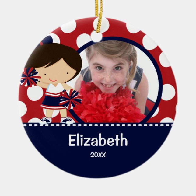 Enfeites de natal da foto do elogio do cheerleader (Frente)