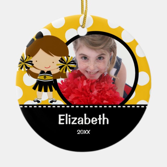 Enfeites de natal da foto do elogio do cheerleader (Frente)