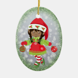 Enfeites de natal da menina do afro-americano