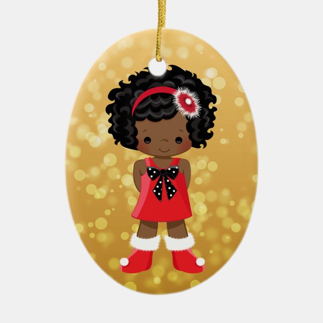 Enfeites de natal da menina do afro-americano (Frente)
