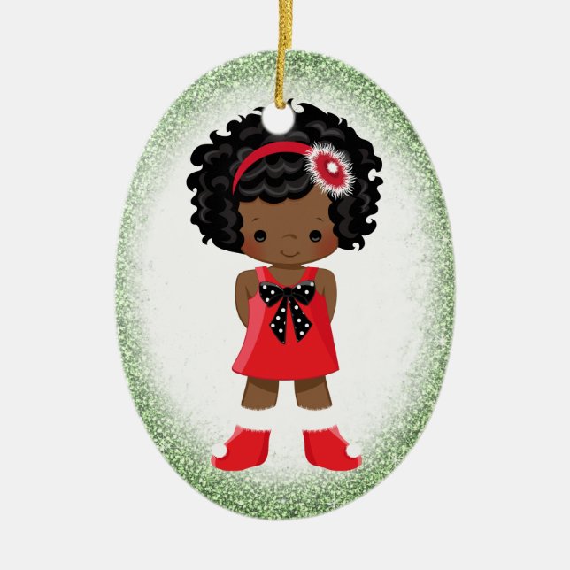 Enfeites de natal da menina do afro-americano (Frente)