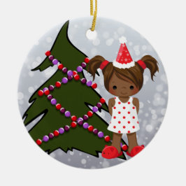 Enfeites de natal da menina do afro-americano