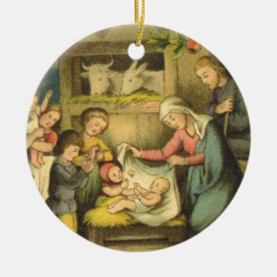 Enfeites de natal da natividade do vintage/Design