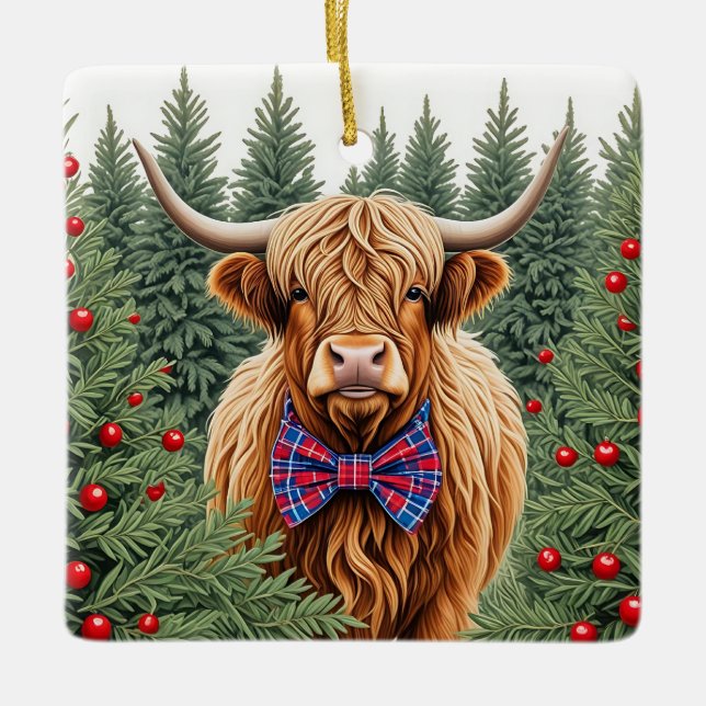 Enfeites de natal Da Vaca Do Arco Da xadrez Superi (Frente)