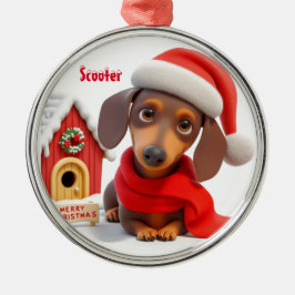 Enfeites de natal Dachshund Metal Animado