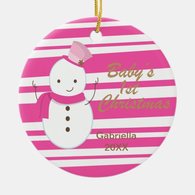Enfeites de natal de 1rua do Bebê-Zebra Rosa-Rosa (Frente)