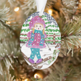 Enfeites de natal de acrílico oval para menina de 