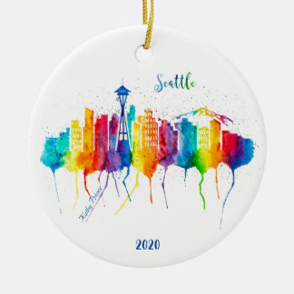 Enfeites de natal de aquarela de Seattle