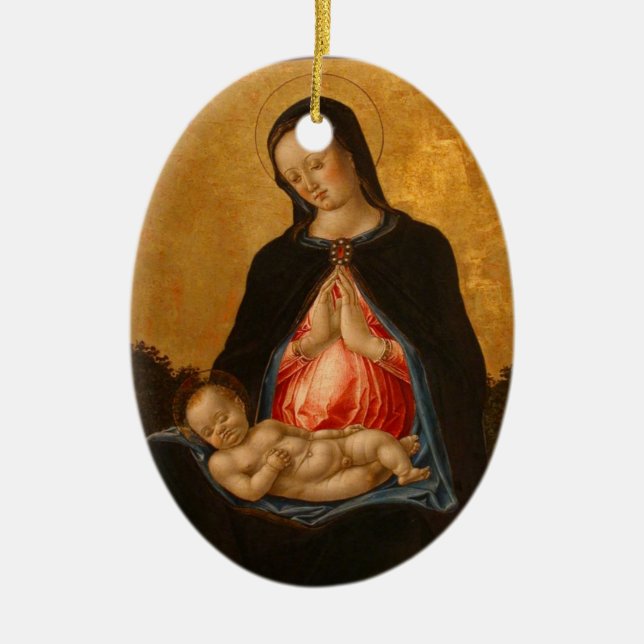 Enfeites de natal de arte da Madonna e da Criança (Frente)