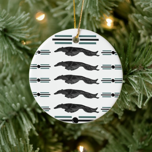 Enfeites de natal de Arte Deco Pulando Borzoi (Árvore)