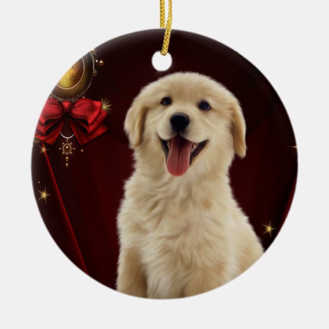 Enfeites de Natal de Árvore de Natal de Golden Ret (Frente)