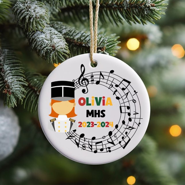 Enfeites de natal de Banda (Christmas ornament for a marching band member that is customized with name, school and year)