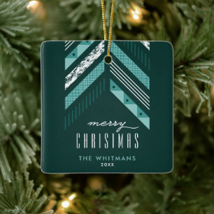 Enfeites de natal de Banda de Herringbone - Teal