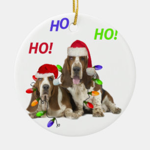 Enfeites de natal de Basset Hound Ho Ho Ho
