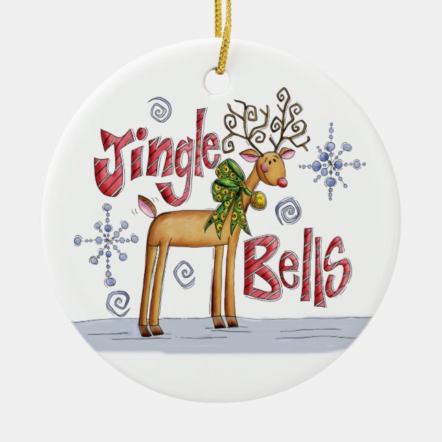 Enfeites de natal de Bels de tinir - rena bonito (Frente)
