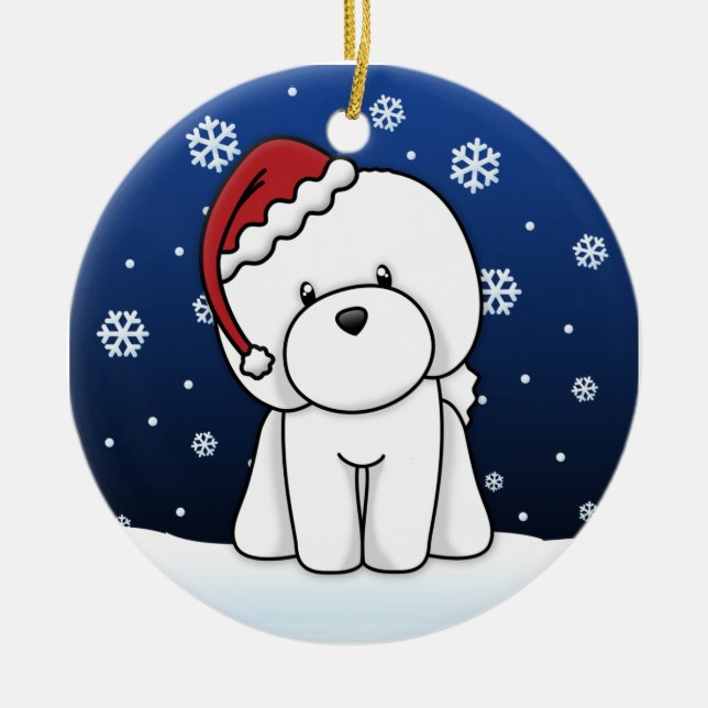 Enfeites de natal de Bichon Frise dos desenhos (Frente)