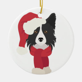 Enfeites de natal de Borda Collie. Neve