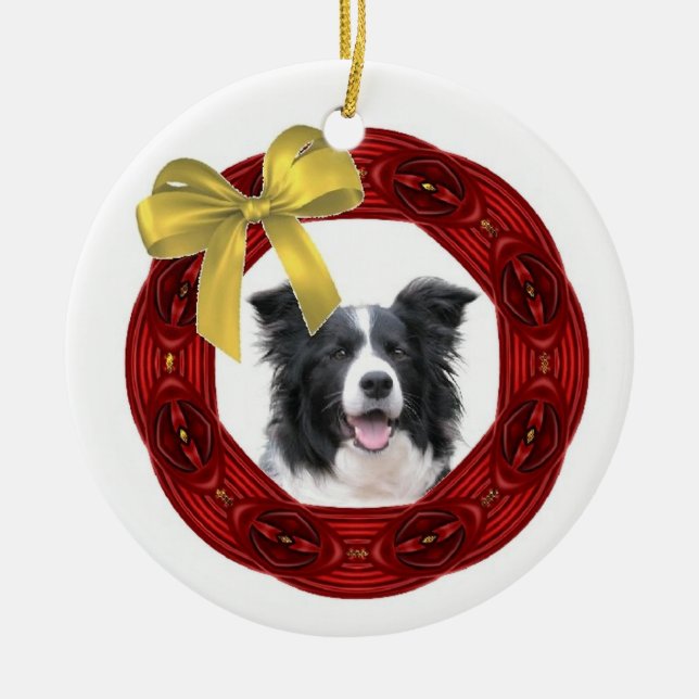 Enfeites de natal de border collie (Frente)