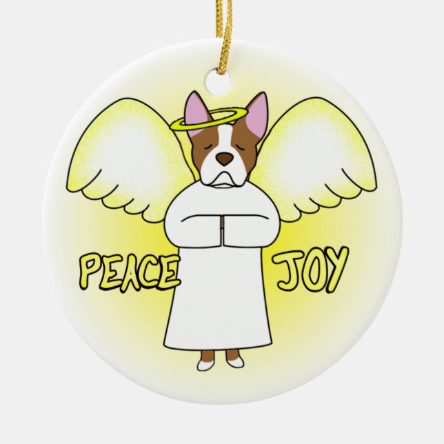 Enfeites de natal de Boston Terrier do anjo da (Frente)