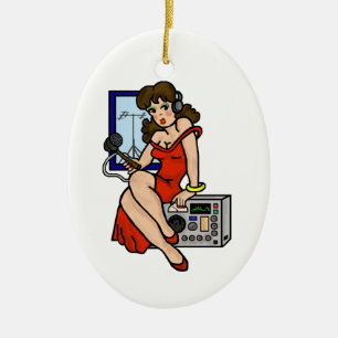 Enfeites de natal de Brunette de Garota Pin-up de