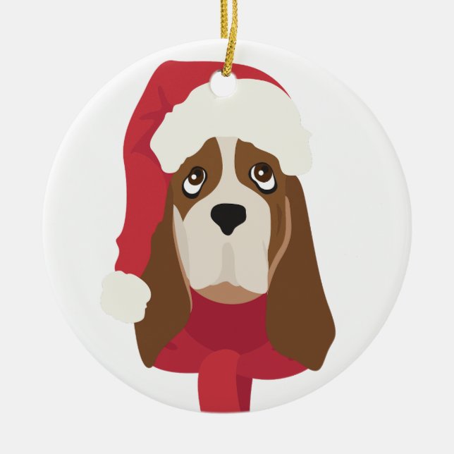 Enfeites de natal de Caça Basset. Neve (Frente)