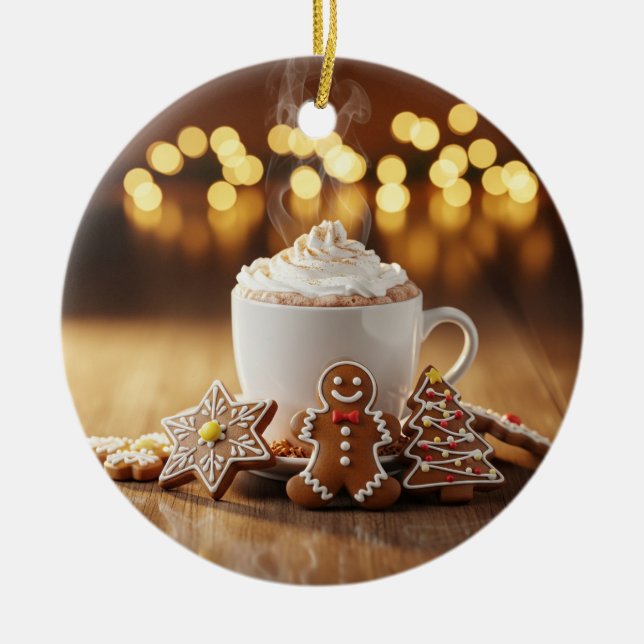 Enfeites de natal de cacau quente (Frente)