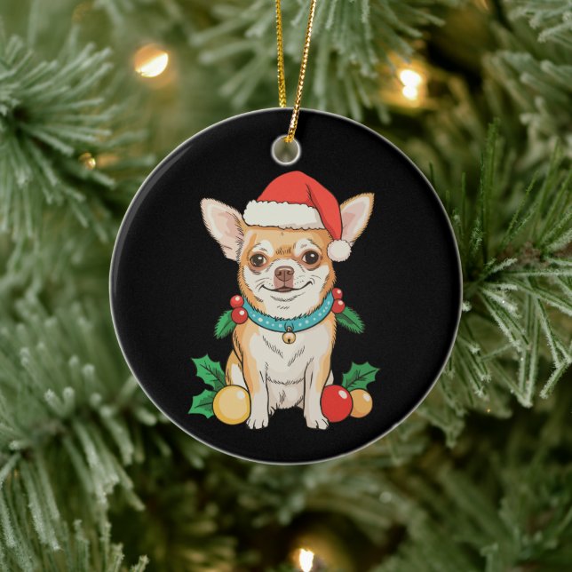 Enfeites de Natal de Cachorro Chihuahua com Chapéu (Árvore)