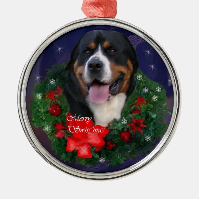 Enfeites de natal de Cachorro da Grande Suíça (Frente)