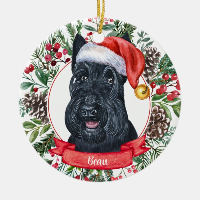 Enfeites de natal de Cachorro Personalizado Terrie (Frente)