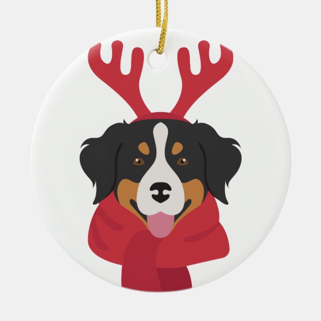 Enfeites de natal de cães da Montanha Bernese. Nev (Frente)