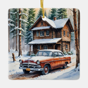 Enfeites de natal de Carro Antiquado de inverno